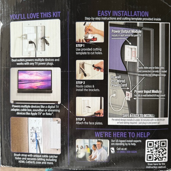 Sanus In-Wall Cable Concealer Recessed Power Kit - White - Picture 3 of 4